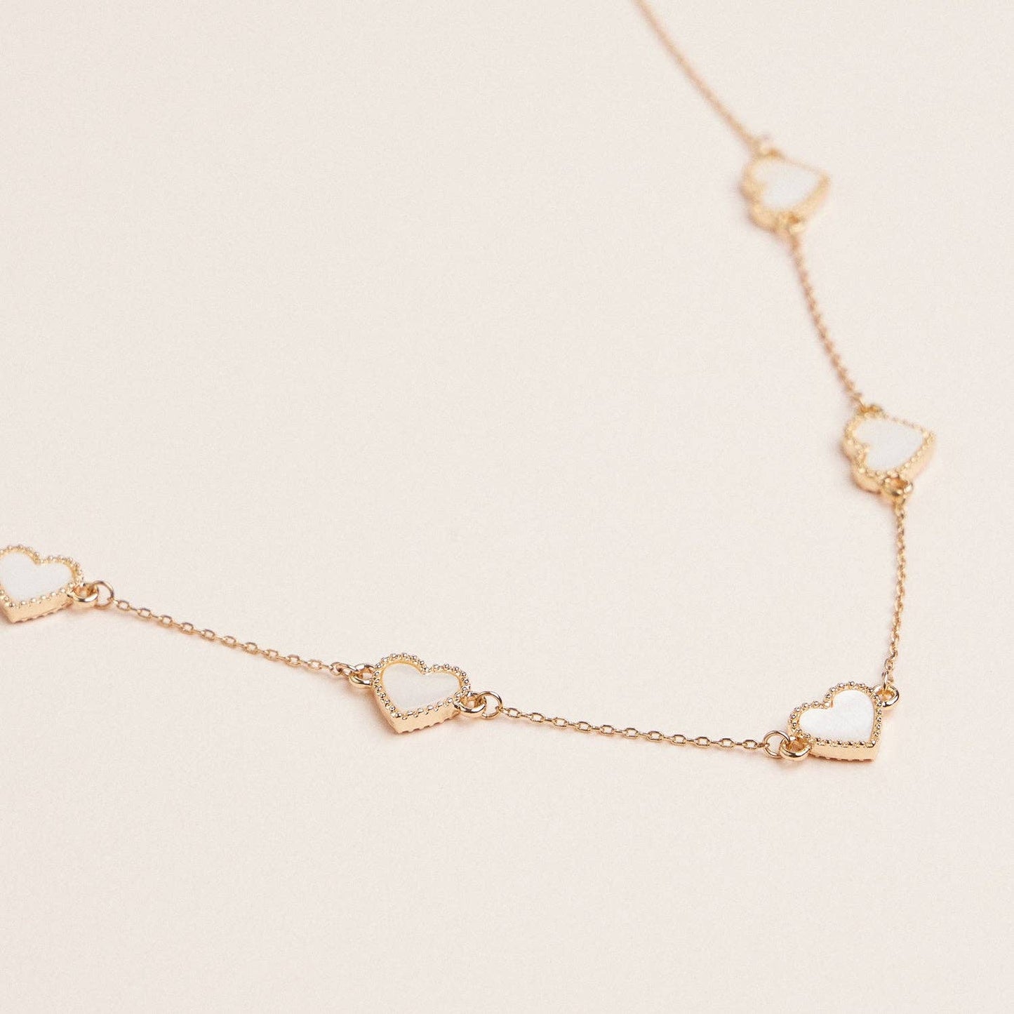 Heart Shaped Station Necklaces Gold Chain Jewelry