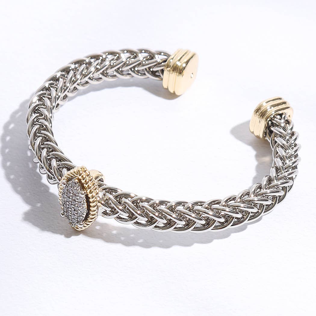 Two T Ponytail Eye Pave Bangle Bracelet