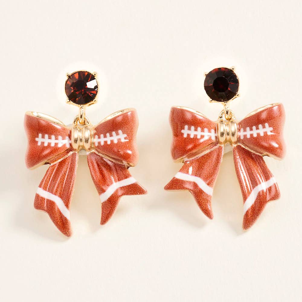 Football Bow Drop Dangle Earrings