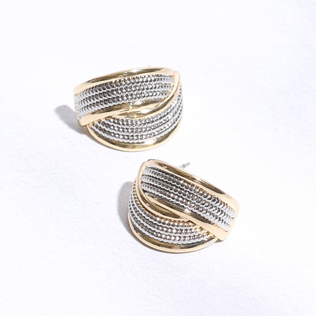 Cable Crossover Pave Post Earrings