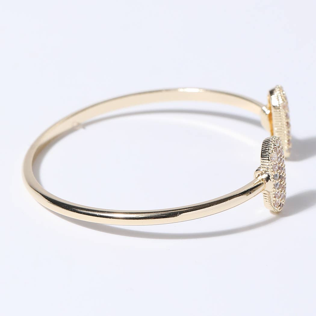 Gold Wire Pave Hexagon Bangle Bracelet