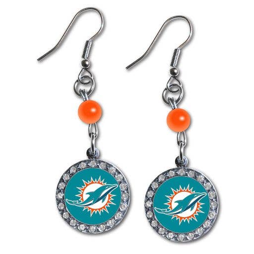 NFL Miami Dolphins Rhinestone Dangle Earrings