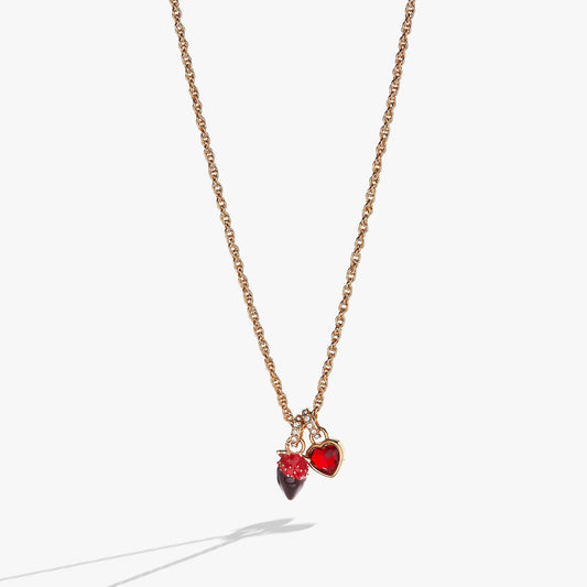 Chocolate-Covered Strawberry Duo Charm Pendant Necklace
