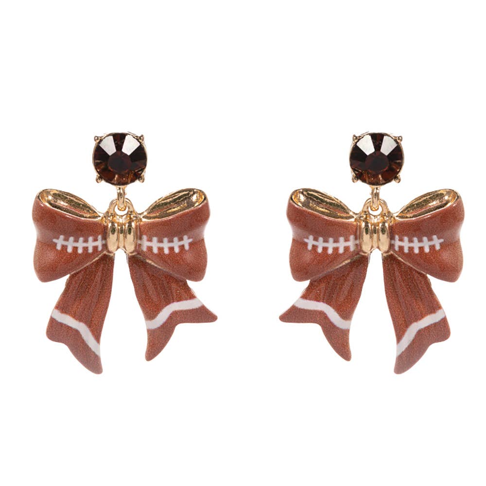 Football Bow Drop Dangle Earrings