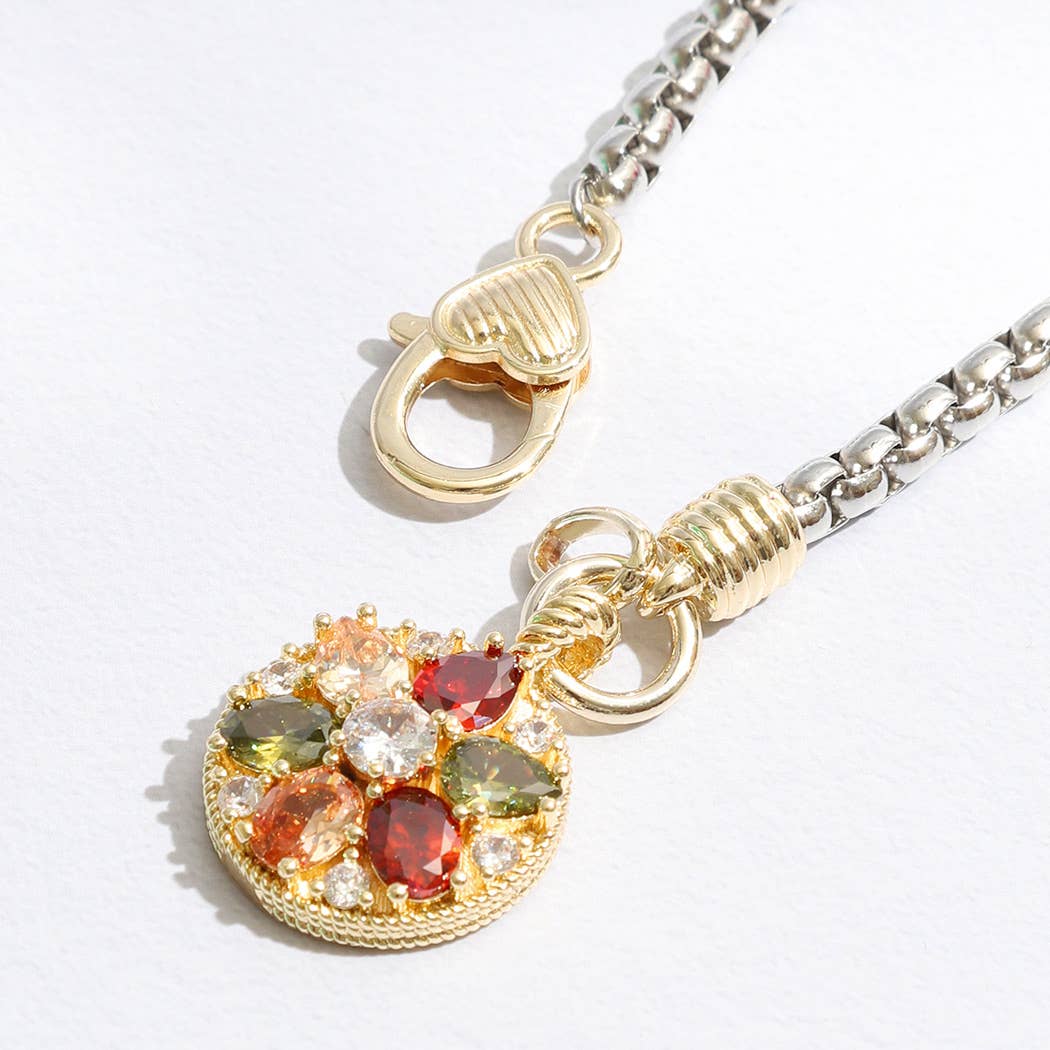 Colorful Rhinestone Flower Charm Chain Bracelet