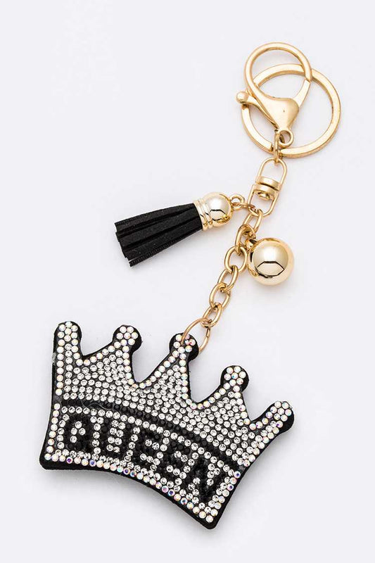 QUEEN CROWN RHINESTONE PILLOW KEY CHAIN