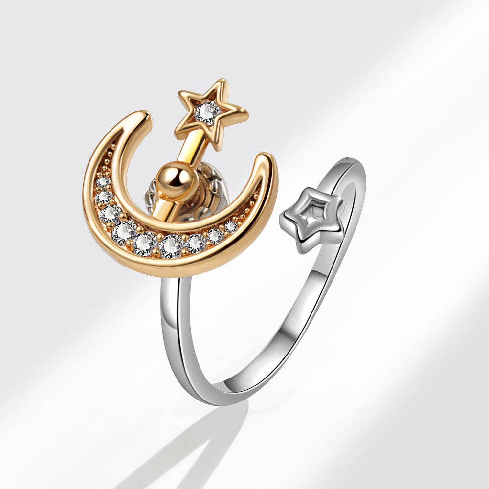 Moon Star Anxiety Fidget Spinner Ring