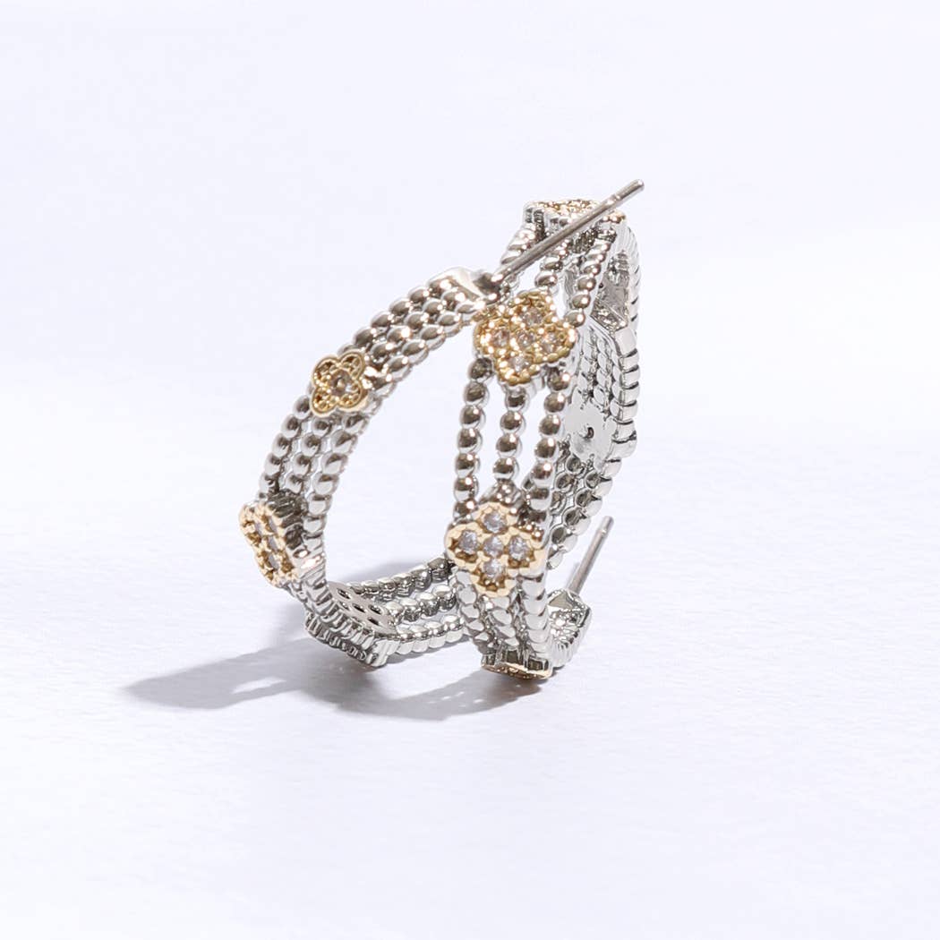 Mini Clover Layer Hoop Earrings