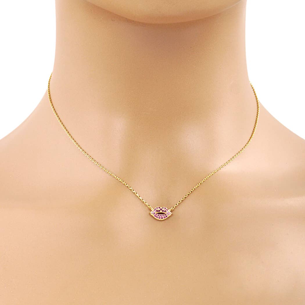 Gold-Dipped Lip Necklace
