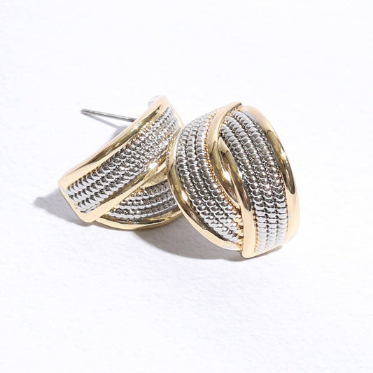 Cable Crossover Pave Post Earrings