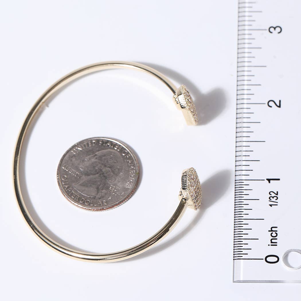 Gold Wire Pave Hexagon Bangle Bracelet