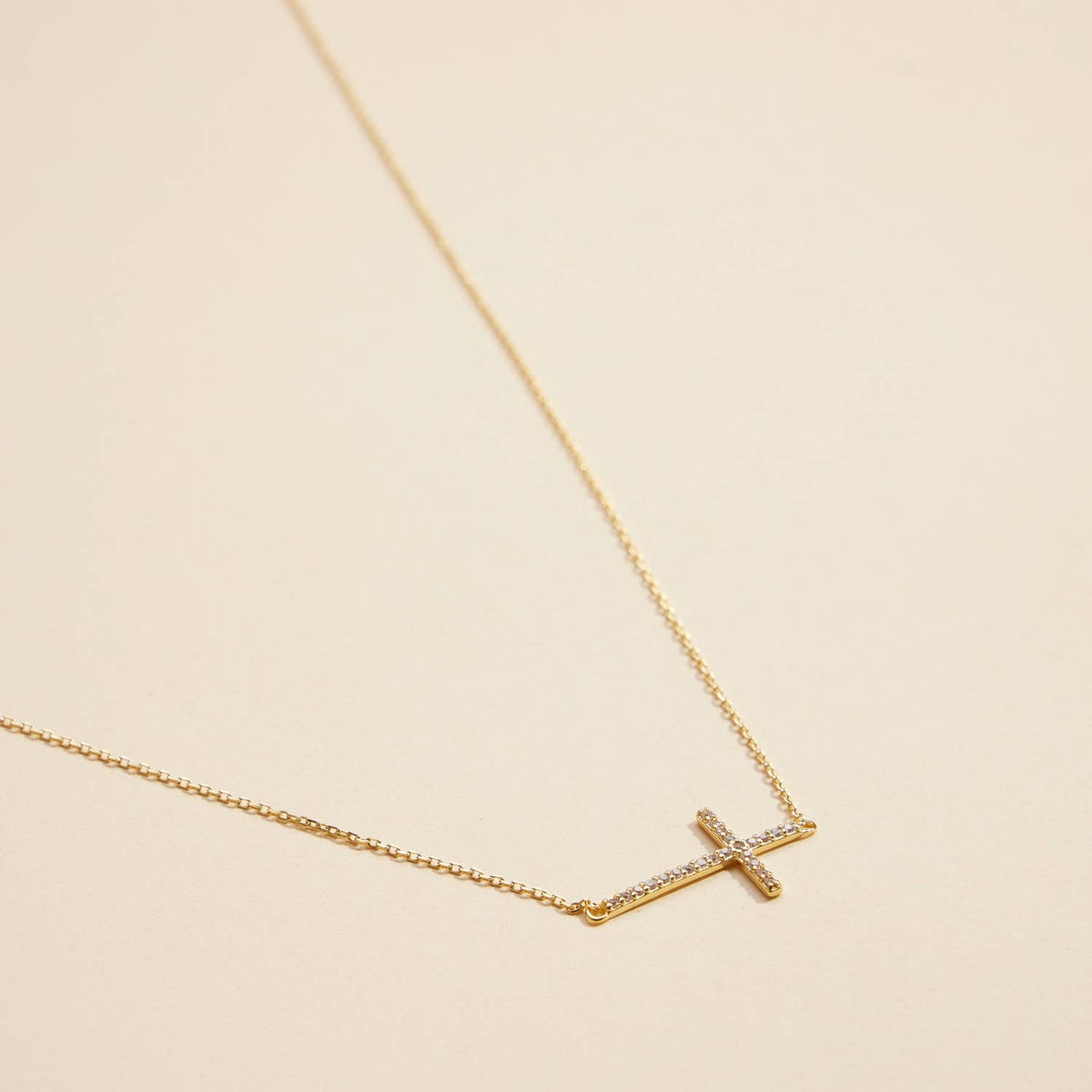 18K Gold Dipped Pavé Cross Necklace