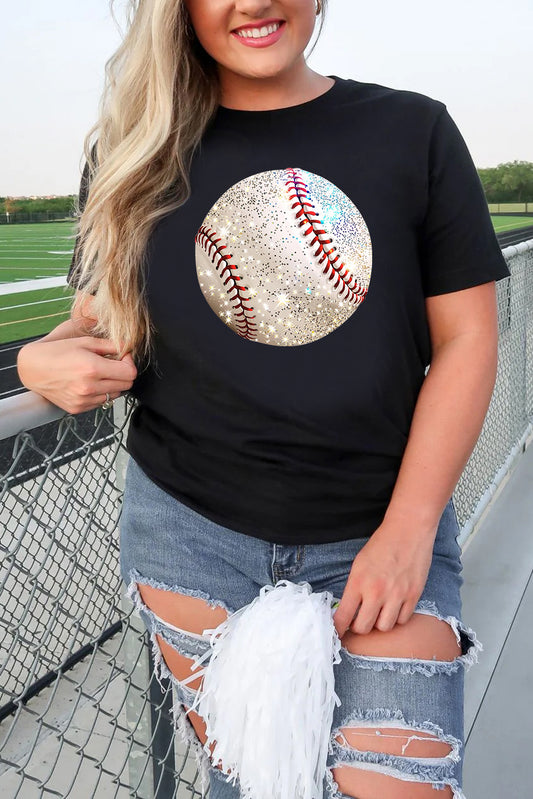 Baseball Print Cotton Blend T Shirt