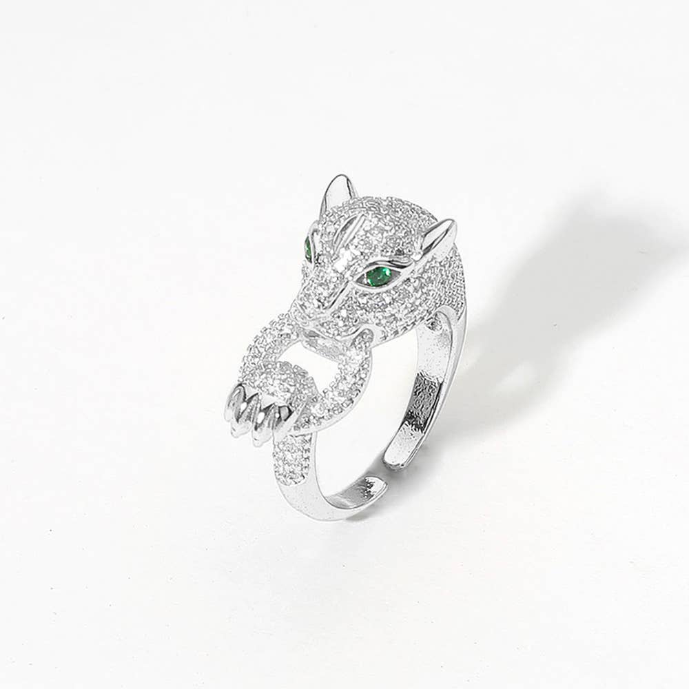 Paved Leopard Adjustable Ring