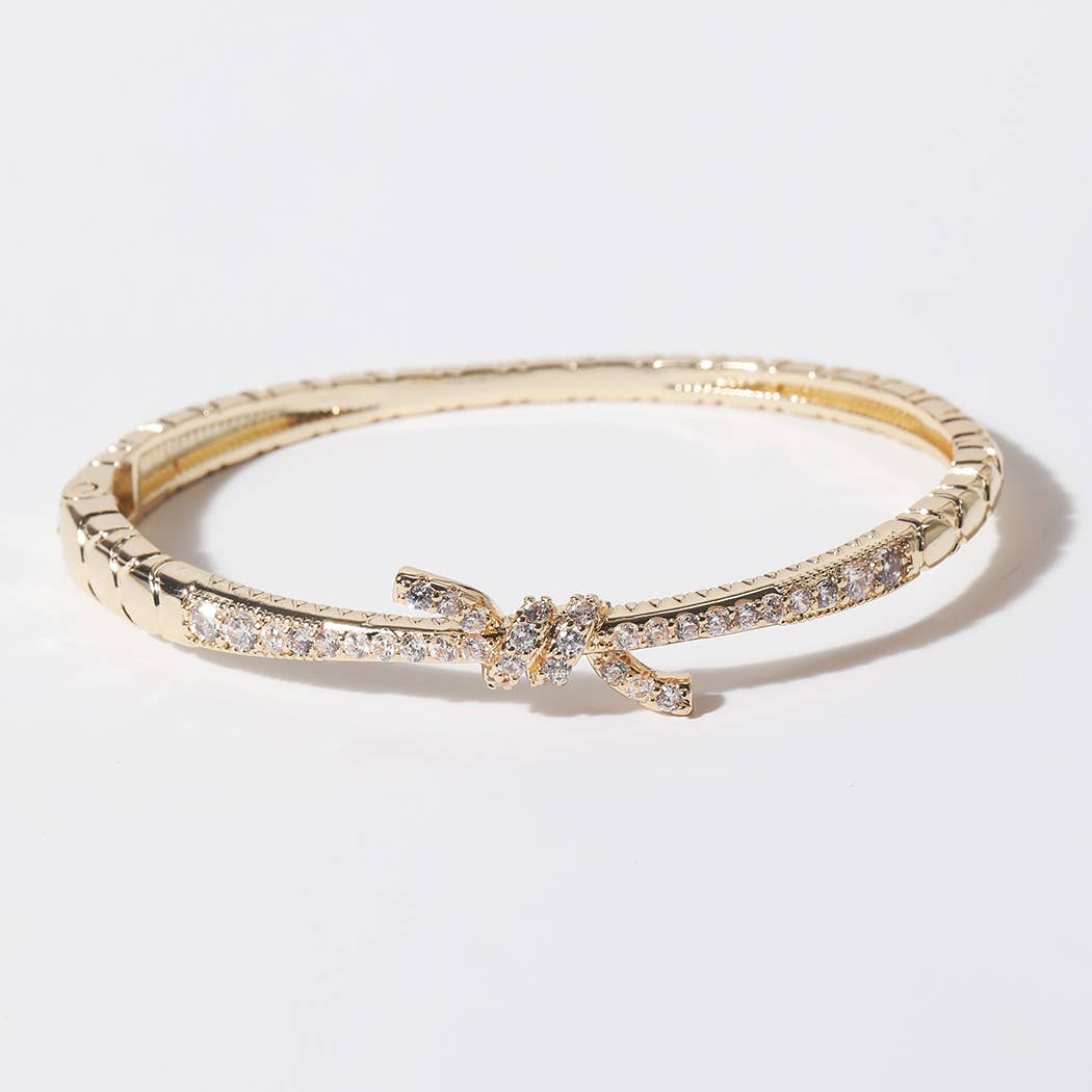 Knotted Design Gold Plated Bangle Bracelet