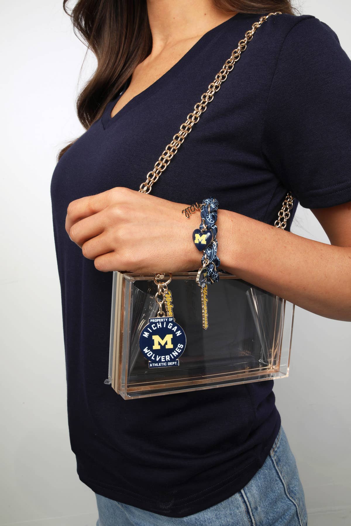 Michigan Wolverines Bandana Charm Bracelet