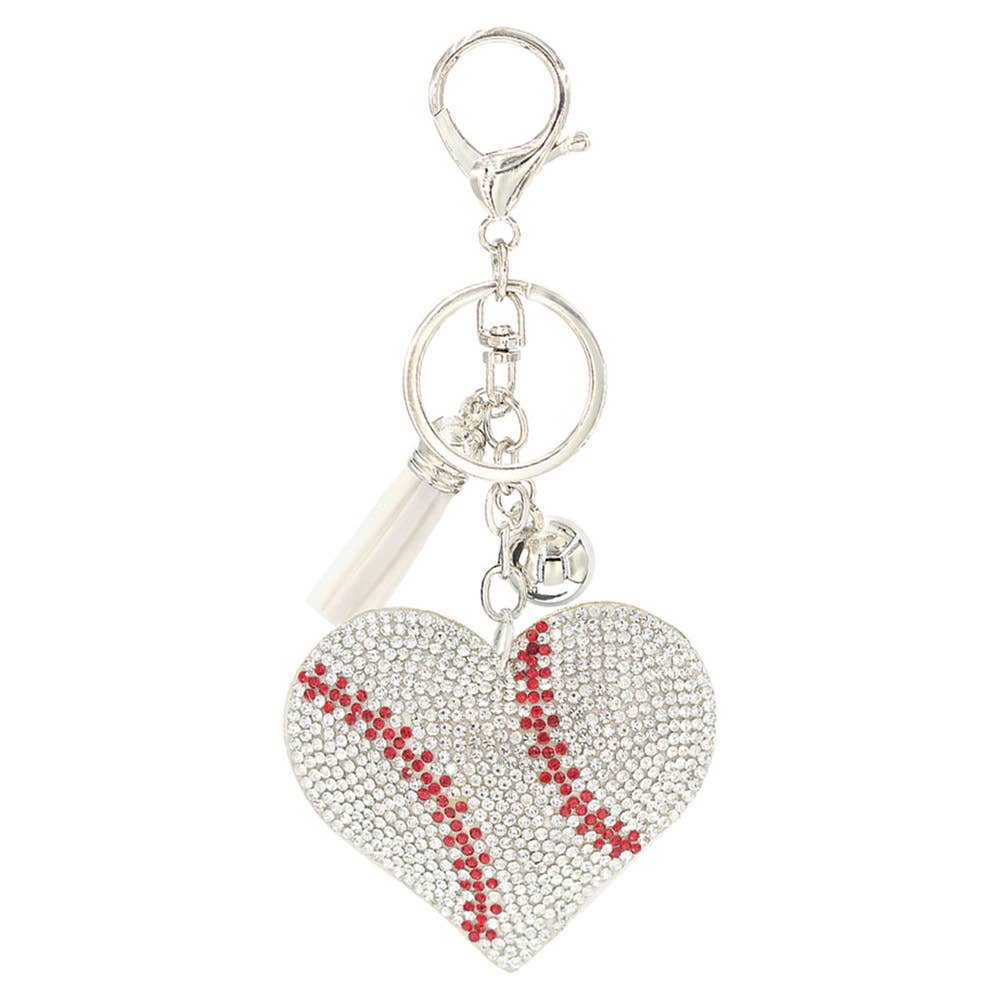 RHINESTONE BASEBALL/SOFTBALL KEYCHAIN