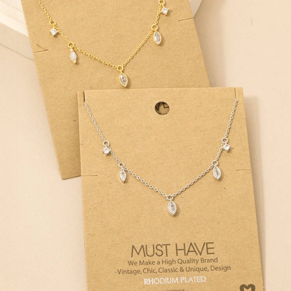 Delicate Rhinestone Station Necklace