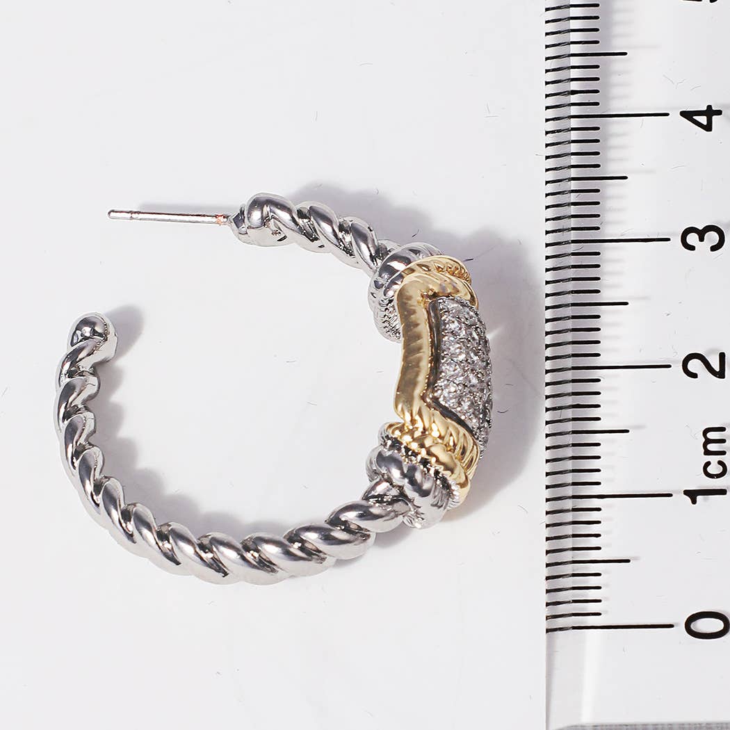 Bar Twisted Hoop 14K Plated Post Earrings