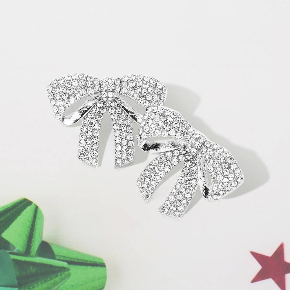 Rhinestone Paved Bow Earrings