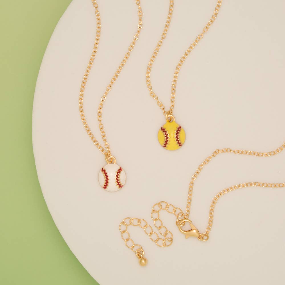 Gameday Enamel Softball Pendant Chain Necklace