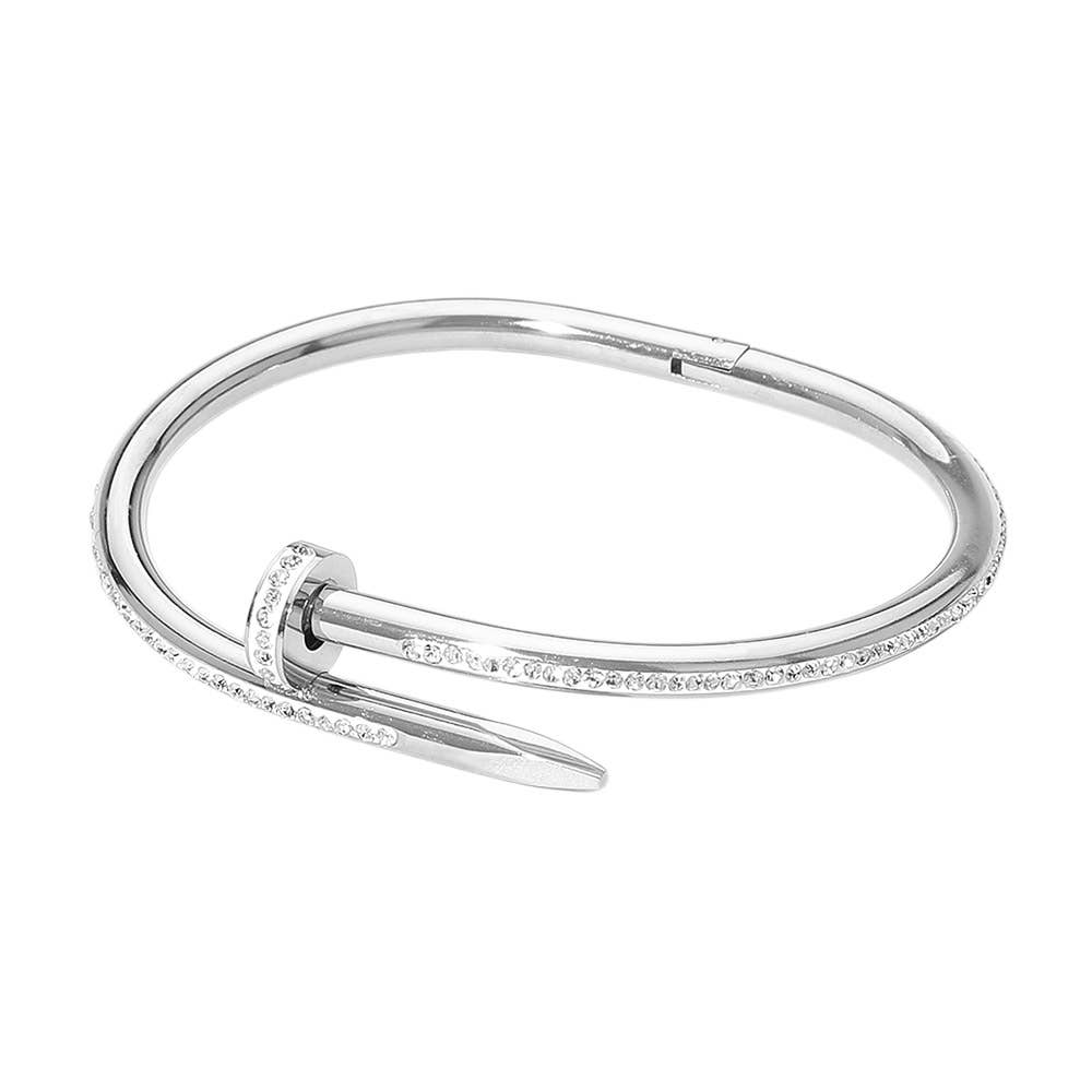 Stone Paved Hinged Bangle Bracelet