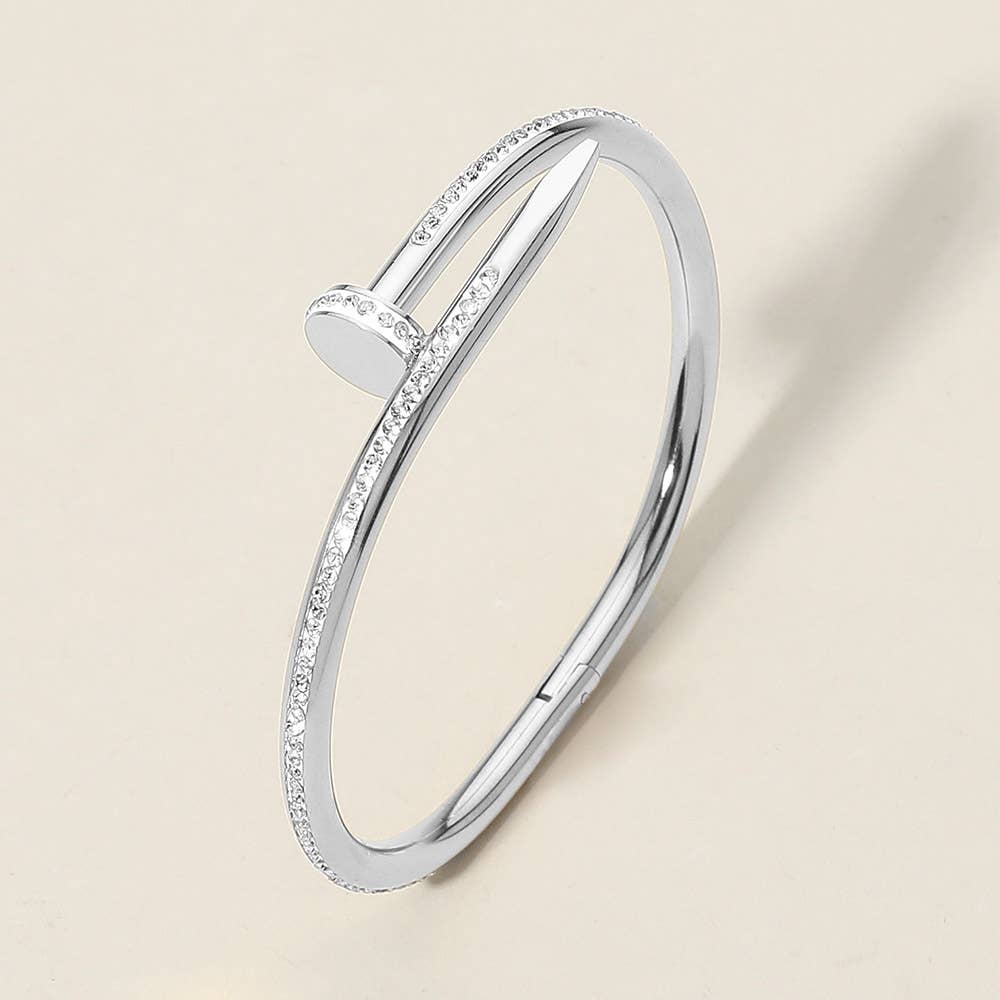 Stone Paved Hinged Bangle Bracelet