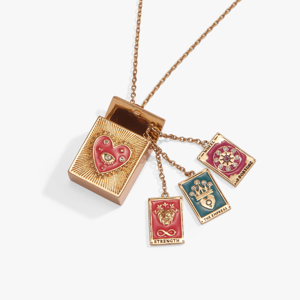Good Fortune Tarot Box Locket Pendant Necklace