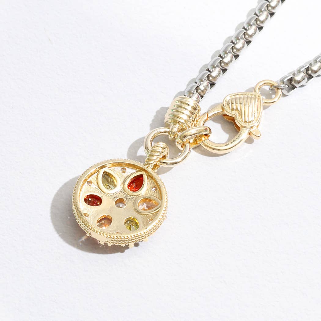 Colorful Rhinestone Flower Charm Chain Bracelet
