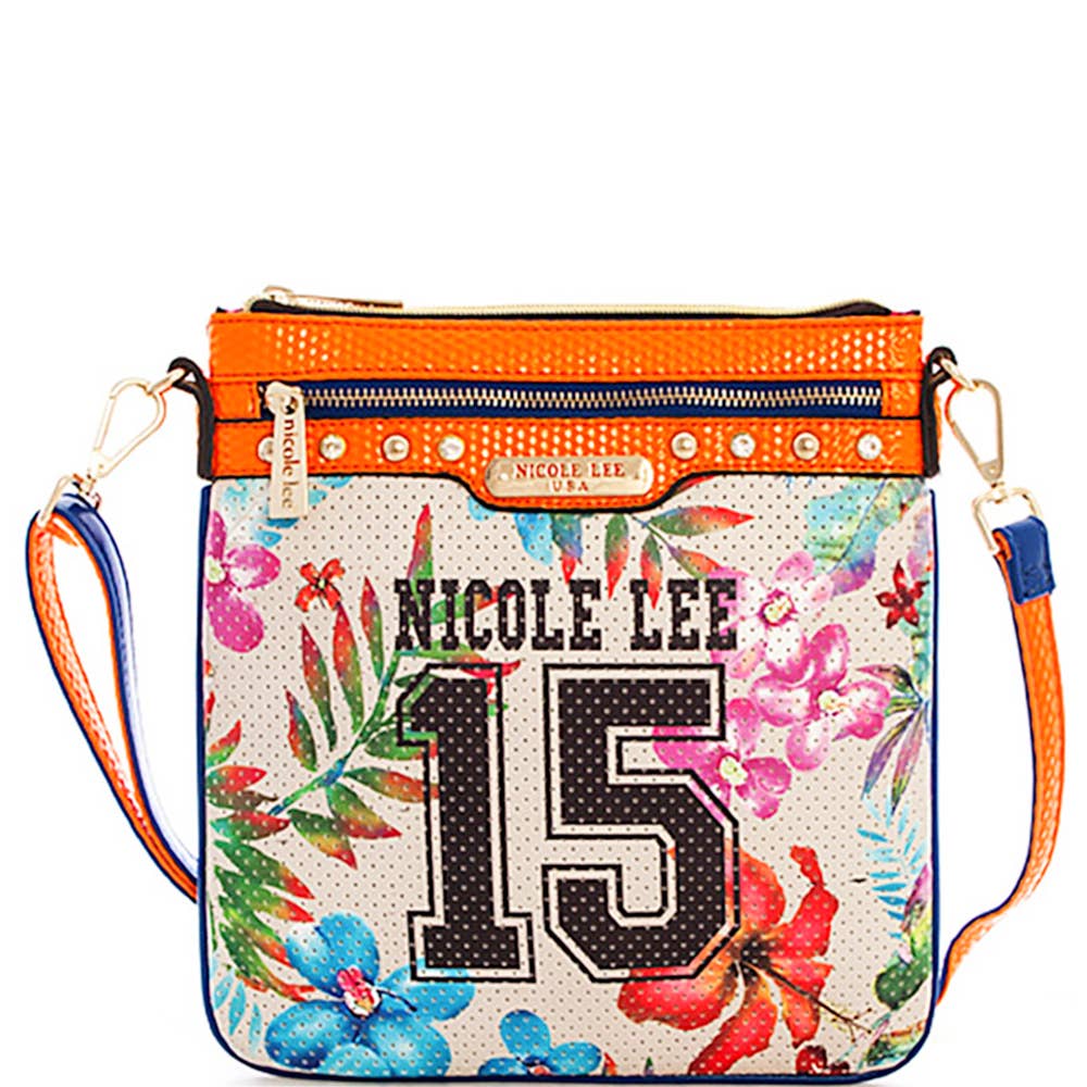 NICOLE LEE TROPICAL PRINT MESH CROSSBODY