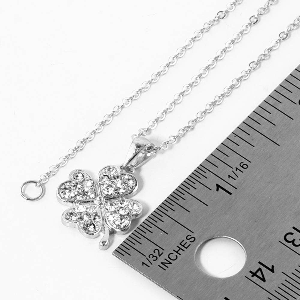 Stone Paved Mini Clover Pendant Necklace