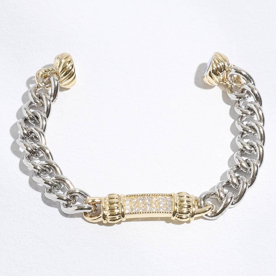 Stone Paved Bar Pointed Chain Magnetic Bracelet