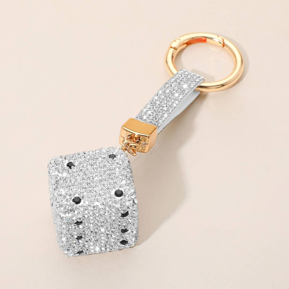Bling Studded Dice Keychain / Bag Charm
