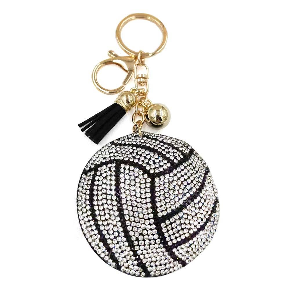 Bling Studded Volleyball Tassel Keychain / Bag Charm