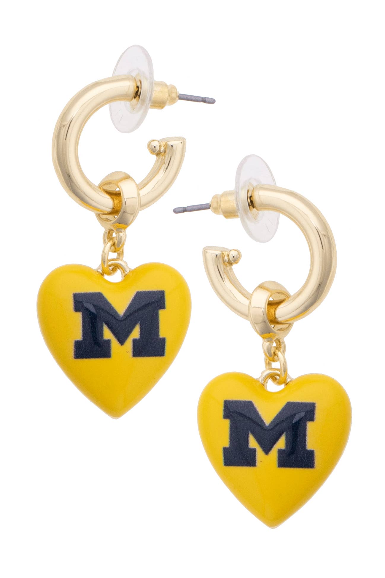 Michigan Wolverines Heart Drop Earrings