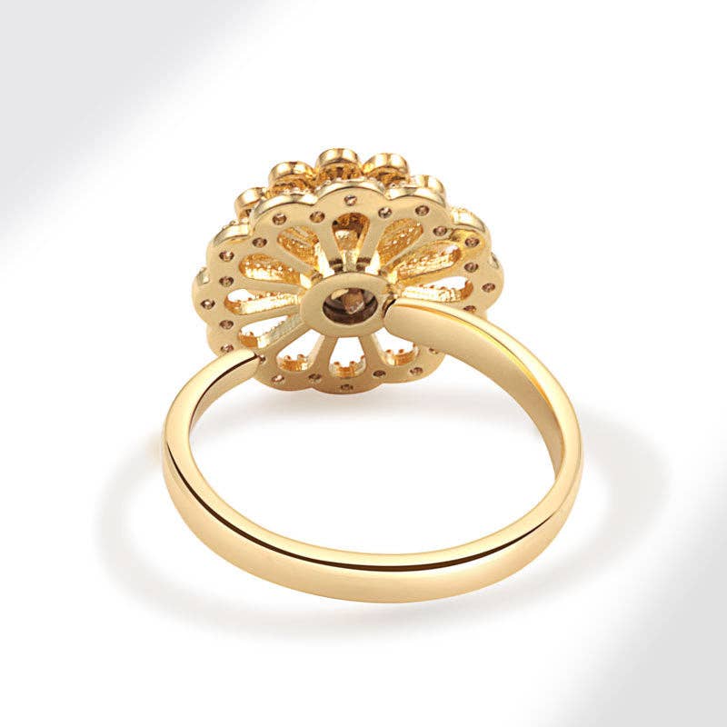 Daisy Flower Anxiety Fidget Spinner Ring in Solid Copper