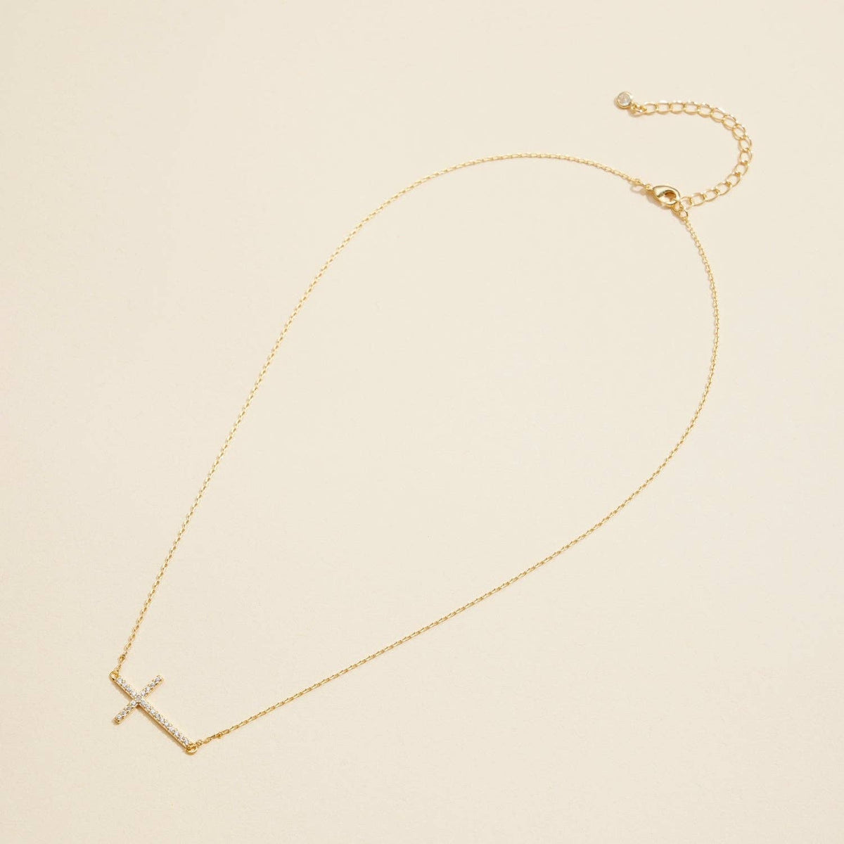 18K Gold Dipped Pavé Cross Necklace