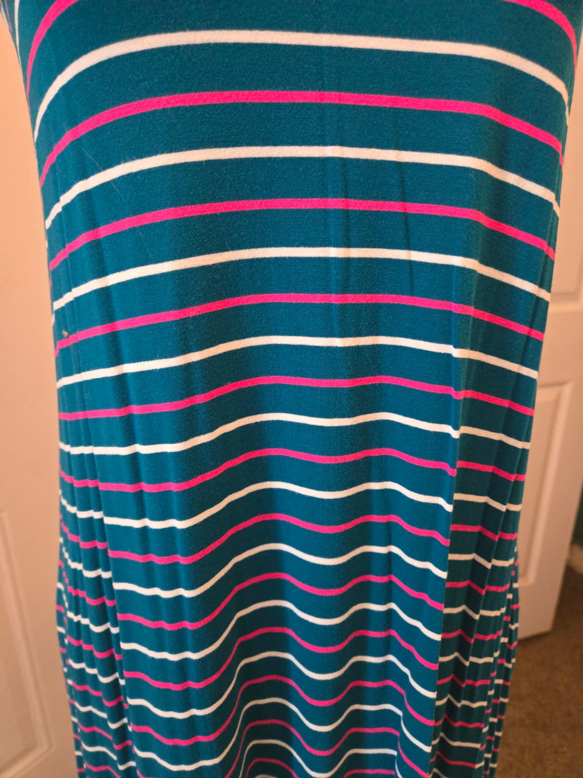 Time & Tru Sleeveless Striped Dress with Functional Pockets – Size Medium