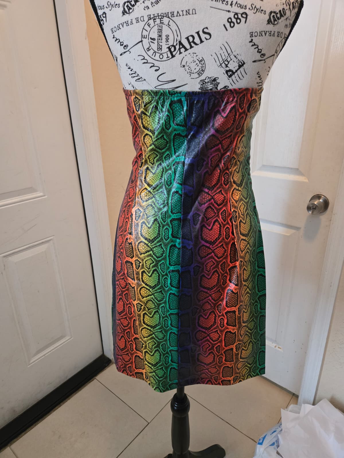 SHEIN Curve Rainbow Snakeskin Pleather‑Style Jacket & Dress Combo – Size 0XL