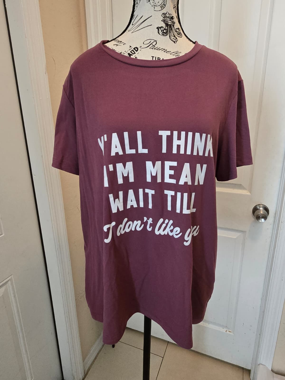 SHEIN Curve Graphic T-Shirt – "Y'all Think I'm Mean" – Women's 0XL – Never Worn