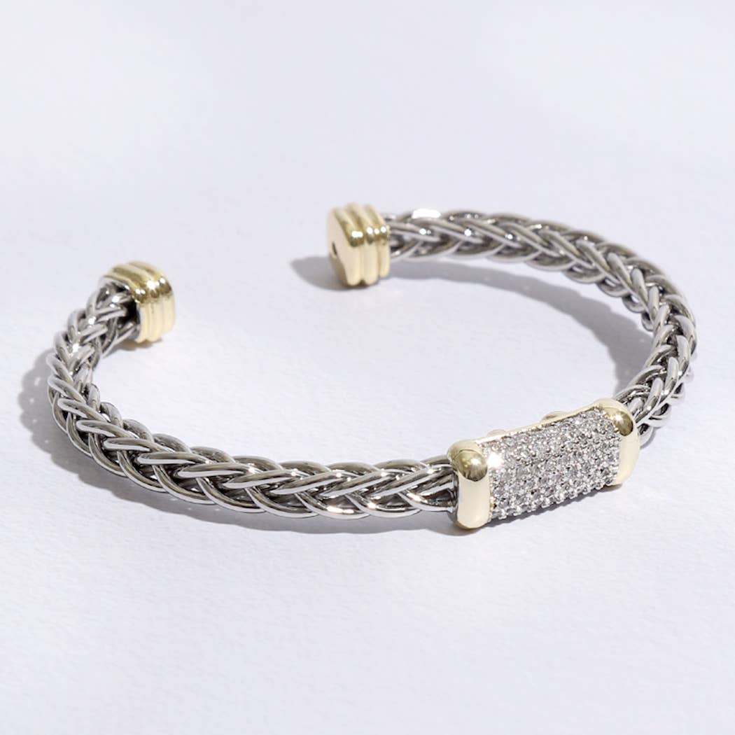 Braided Bangle with Bar Design Bracelet