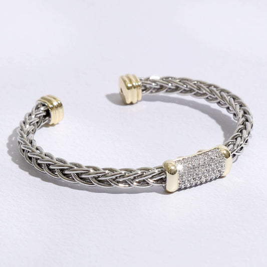 Braided Bangle with Bar Design Bracelet