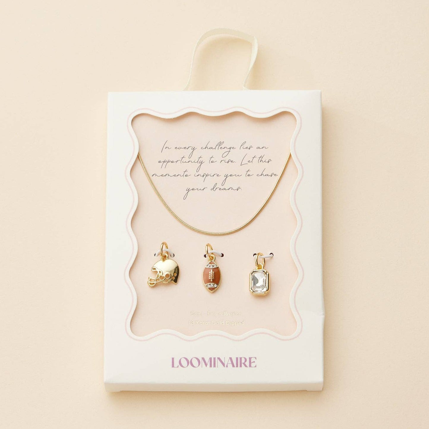 American Football and Helmet Charm Necklace | 18K Gold-dipped