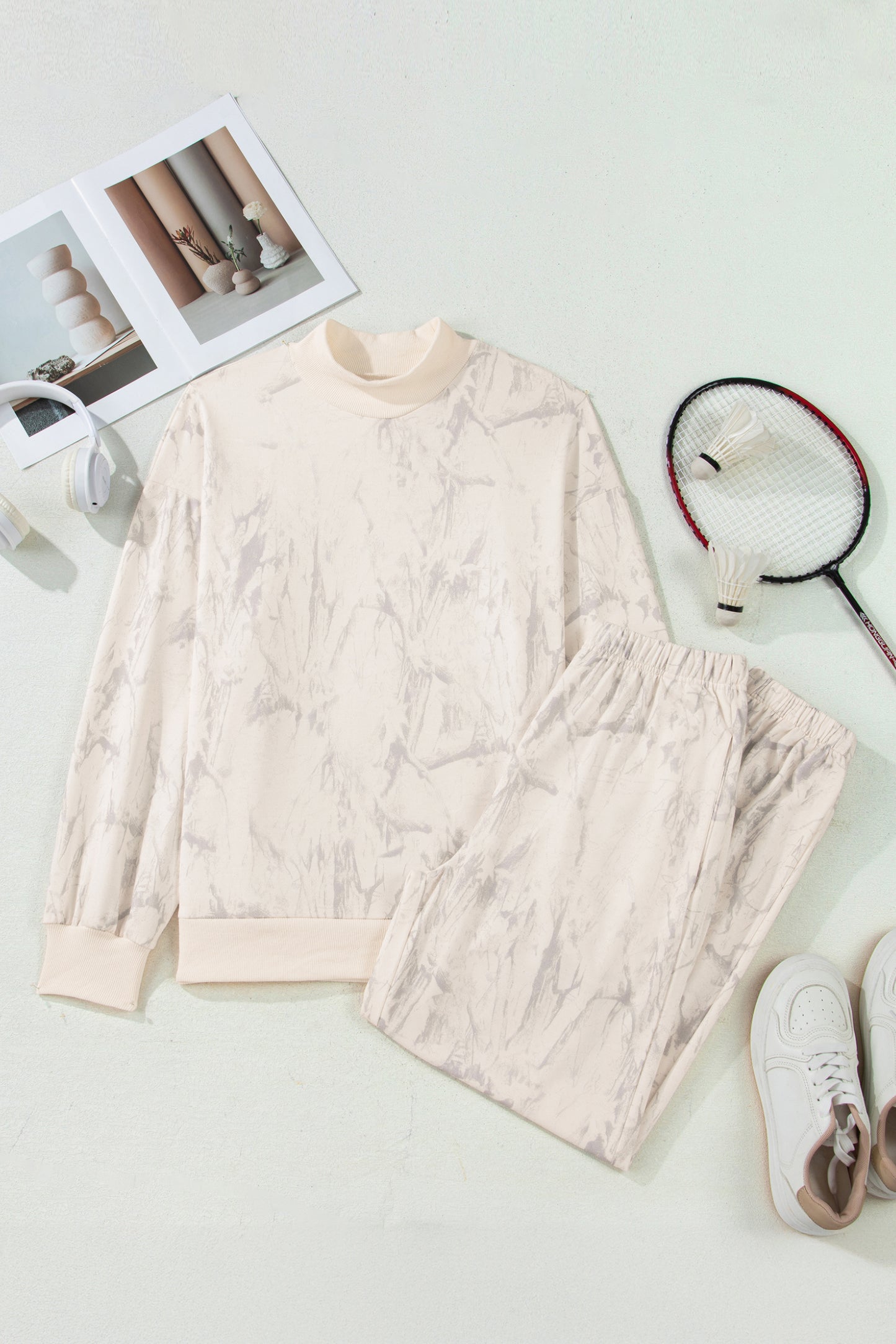 Khaki Camo Print Jogger Pants Set