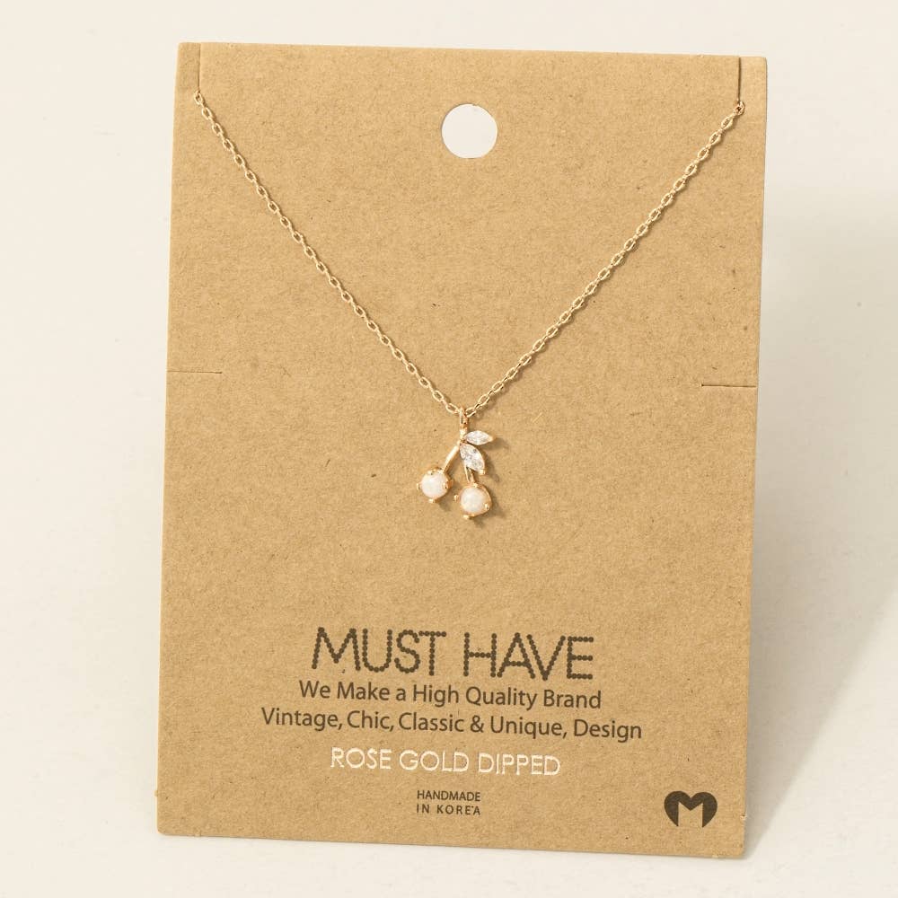 Gold Dipped Opal & Cherry Pendant Necklace