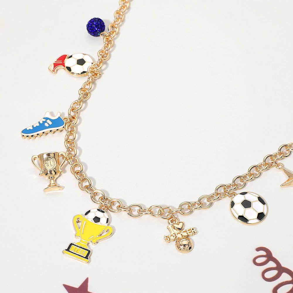 Soccer Theme Charm Station Necklace