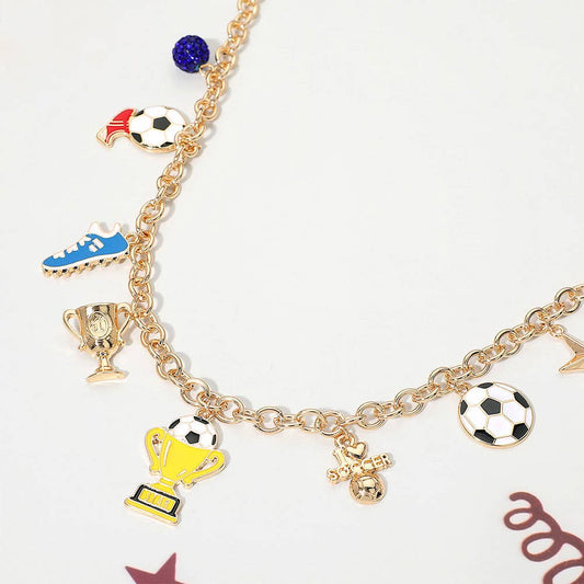 Soccer Theme Charm Station Necklace