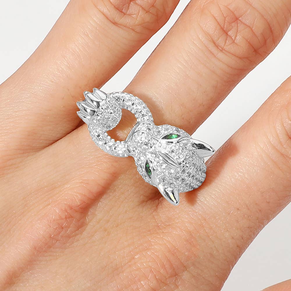 Paved Leopard Adjustable Ring
