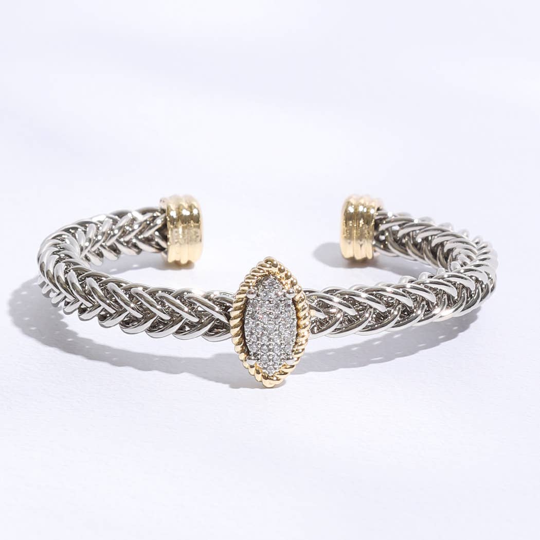 Two T Ponytail Eye Pave Bangle Bracelet