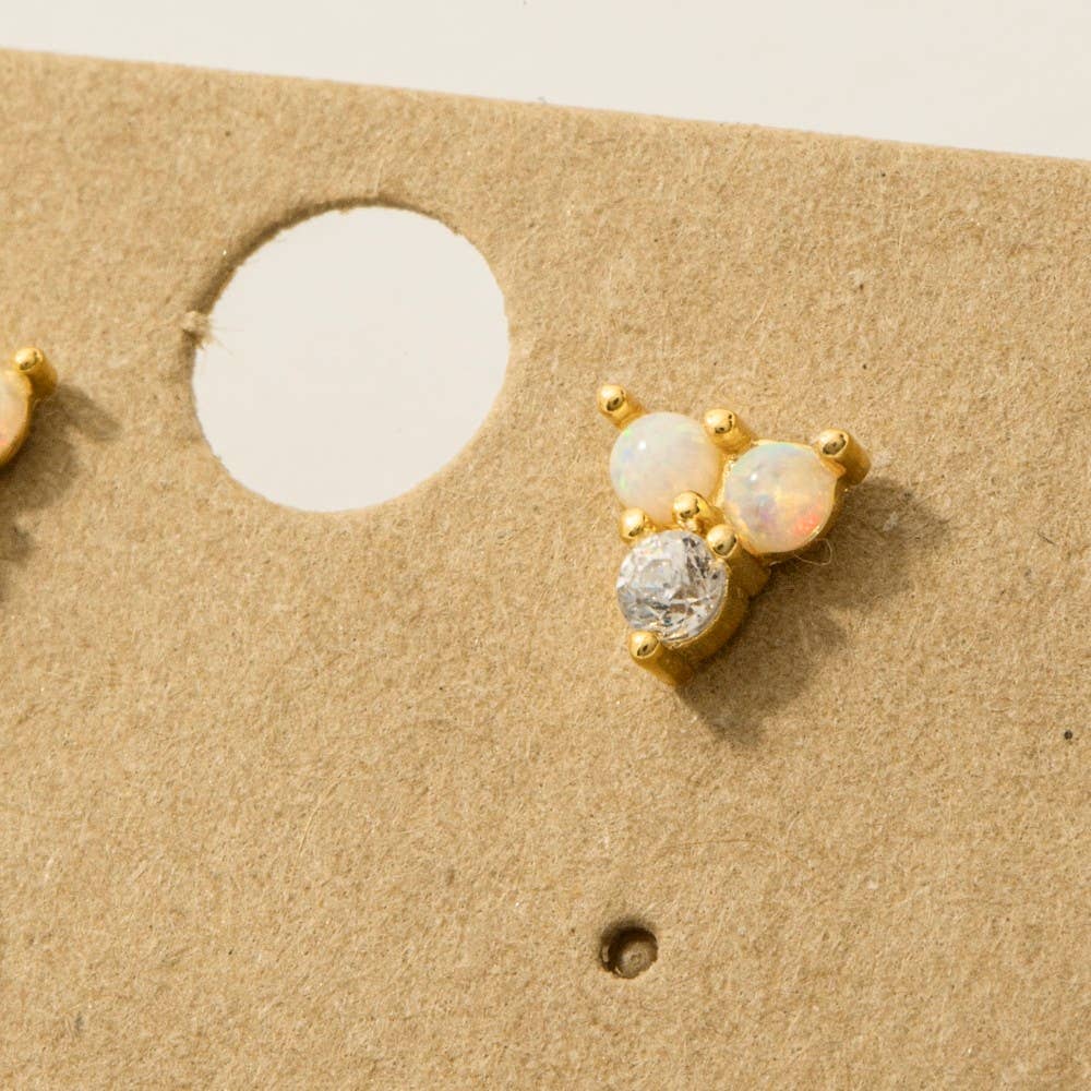 Mini Triple Opal Stud Earrings